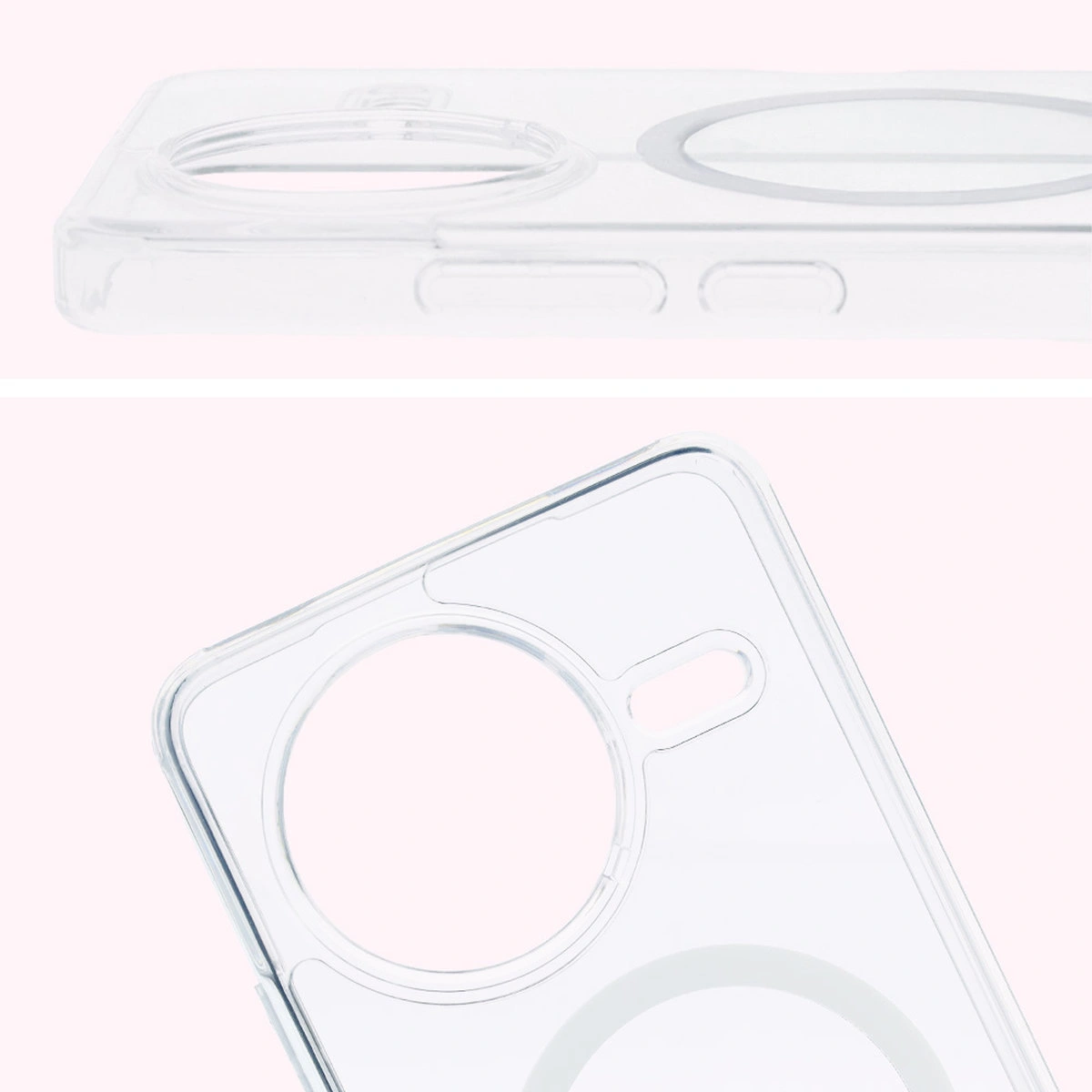 Pełne wycięcie i podwyższone krawędzie aparatu w etui Bizon Case CrystalO do Xiaomi POCO F7 Pro